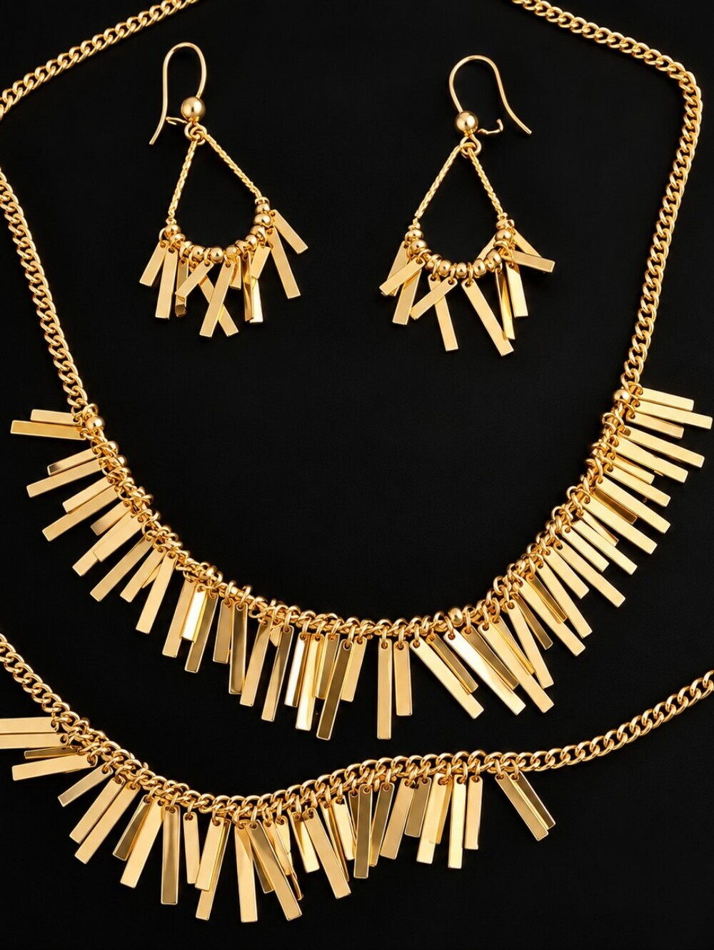 22kgp Dubai Gold Jewelry Set with Earrings and Necklace